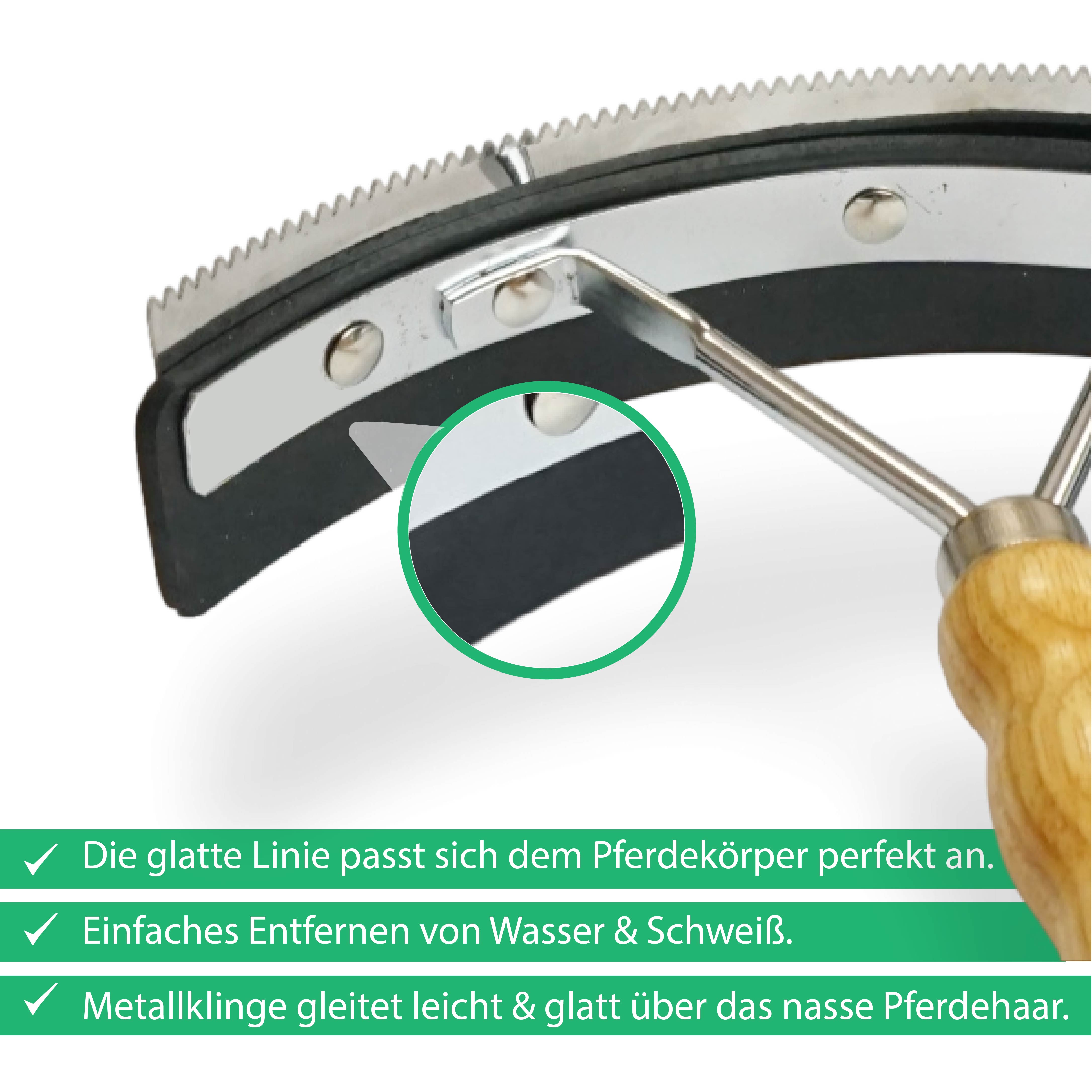 Schweissmesser für Pferde mit Holzgriff